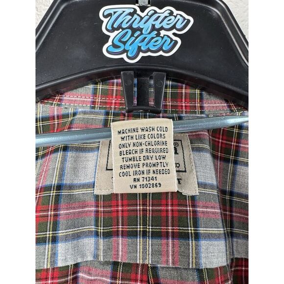L.L. Bean Mens L-Tall Red Traditional Fit Plaid Long Sleeve Button Shirt - Picture 7 of 7